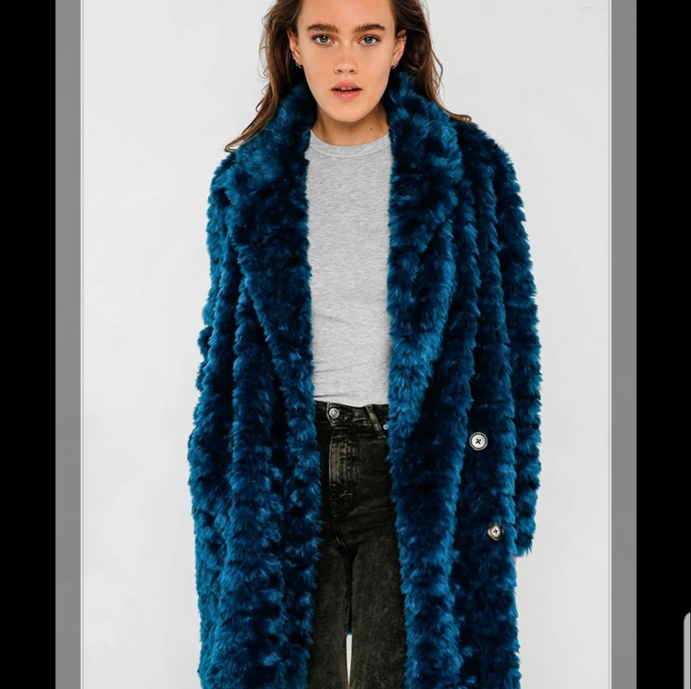 Fur & Square Faux Fur Coat Unreal Fur Fur